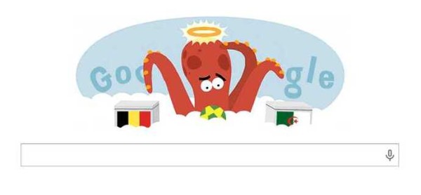 here is an angelic octopus (?) deciding who to root for, Belgium or Algeria