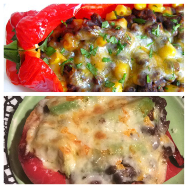 spicy black bean stuffed peppers